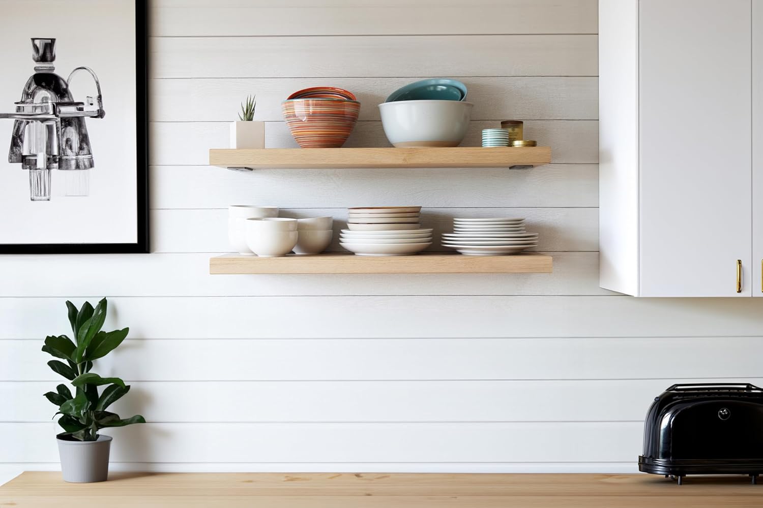 Urban Legacy Unfinished White Oak Deep Floating Shelves | Easy to Install Accent Modern Floating
