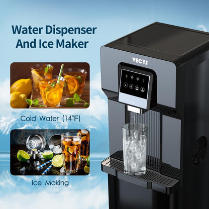 VECYS Bottom Loading Water Cooler with Ice Maker, Cold Water Supply with 18LBS Daily Ice Making