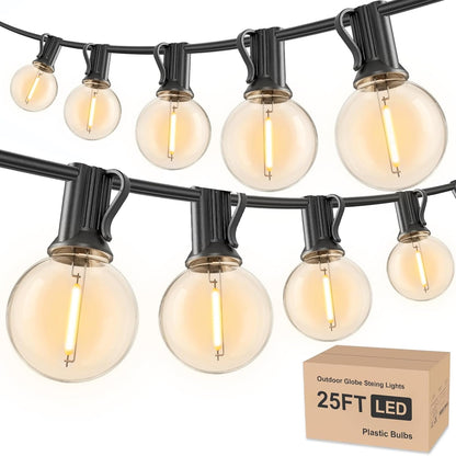 RTTY Outdoor String Lights 25 FT, G40 Led Patio Globe Lights with 13pcs Bulbs,Waterproof