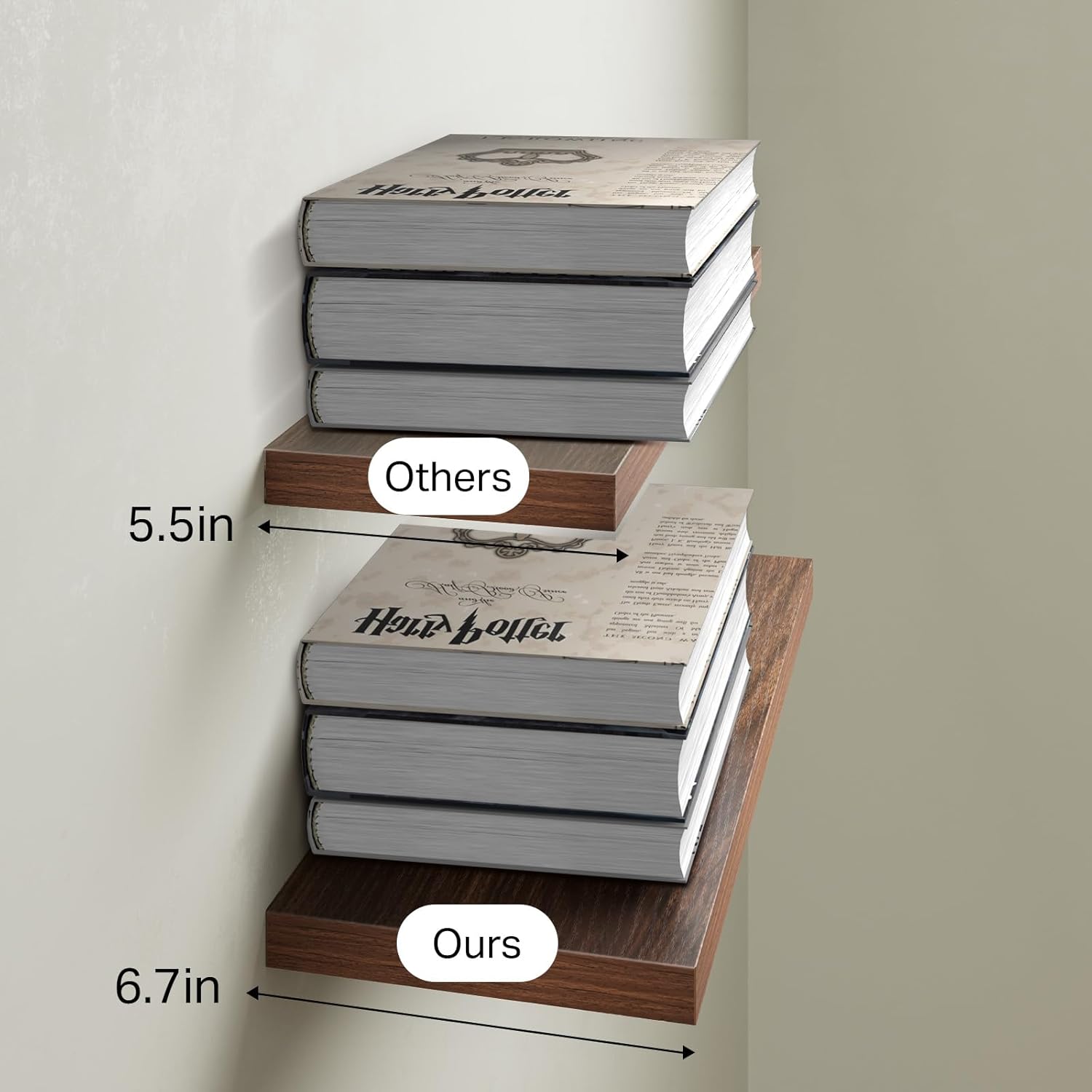 BAYKA Floating Shelves for Wall, Wall Mounted Rustic Wood Shelves for Bathroom, Bedroom, Living