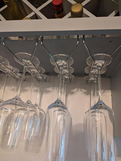 10.8 Inch Wine Glass Rack, Under Cabinet Wine Glass Holder, Wine Glass Hangers Under Shelf, Chrome