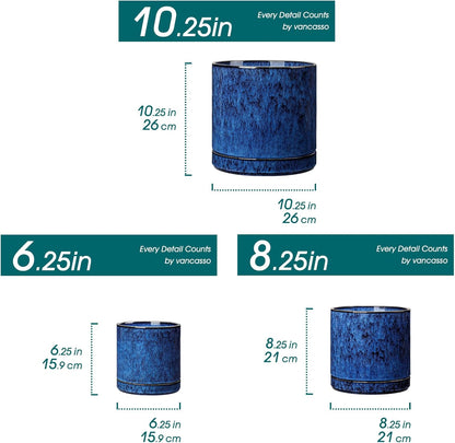 vancasso Ceramic Planters, Plant Pots for Indoor Plants, 6.25+8.25+10.25 Inch Ceramic Pots for