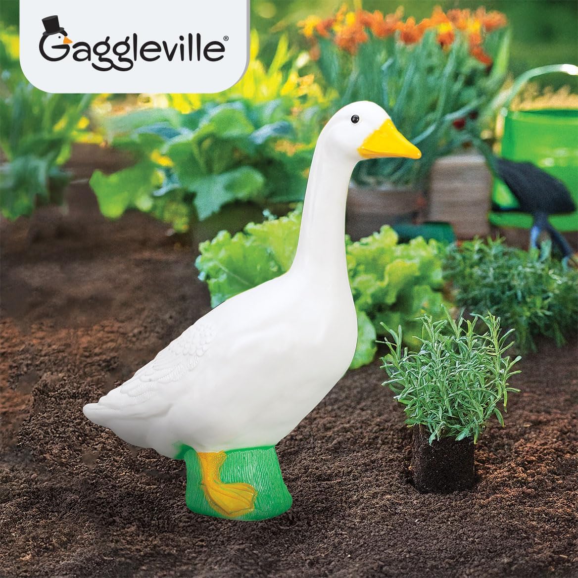 Fox Valley Traders Gaggleville Porch Goose Baby Statue – Charming 17" Outdoor Decorative Figurine