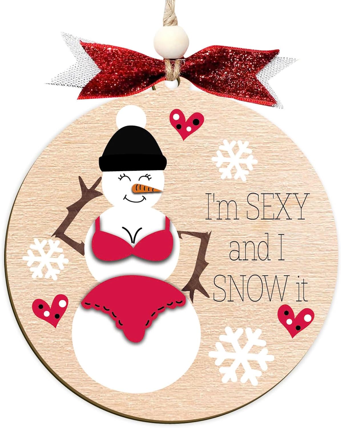 Funny Holiday Ornament 2025 – Wooden Christmas Tree Decoration for Adults - Exchange Funny