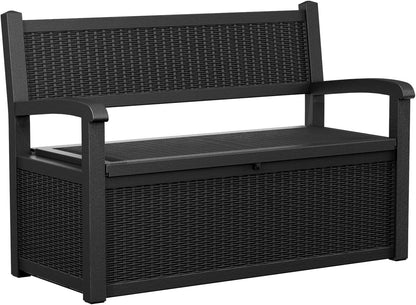 DRATO 75 Gallon Storage Bench Deck Box Outdoor Indoor,Lockable Durable All-Weather Seating with