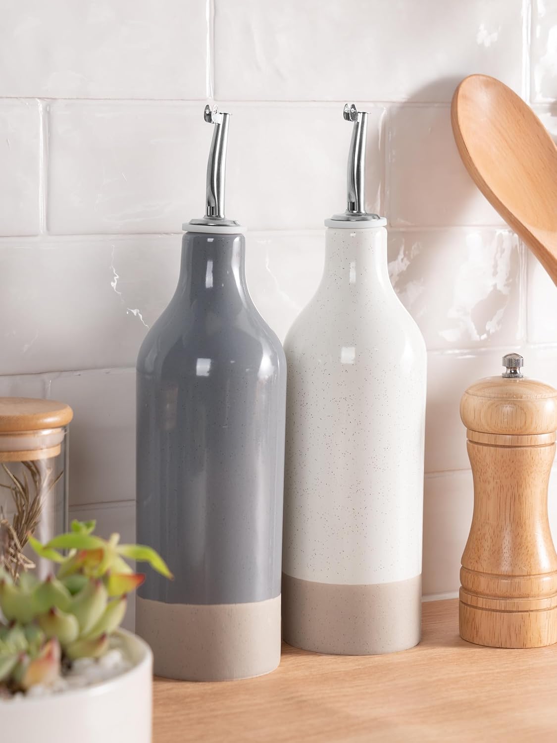 famiware Milkyway 16oz Ceramic Olive Oil Dispenser Bottle, Olive Oil and Vinegar Dispenser Bottle