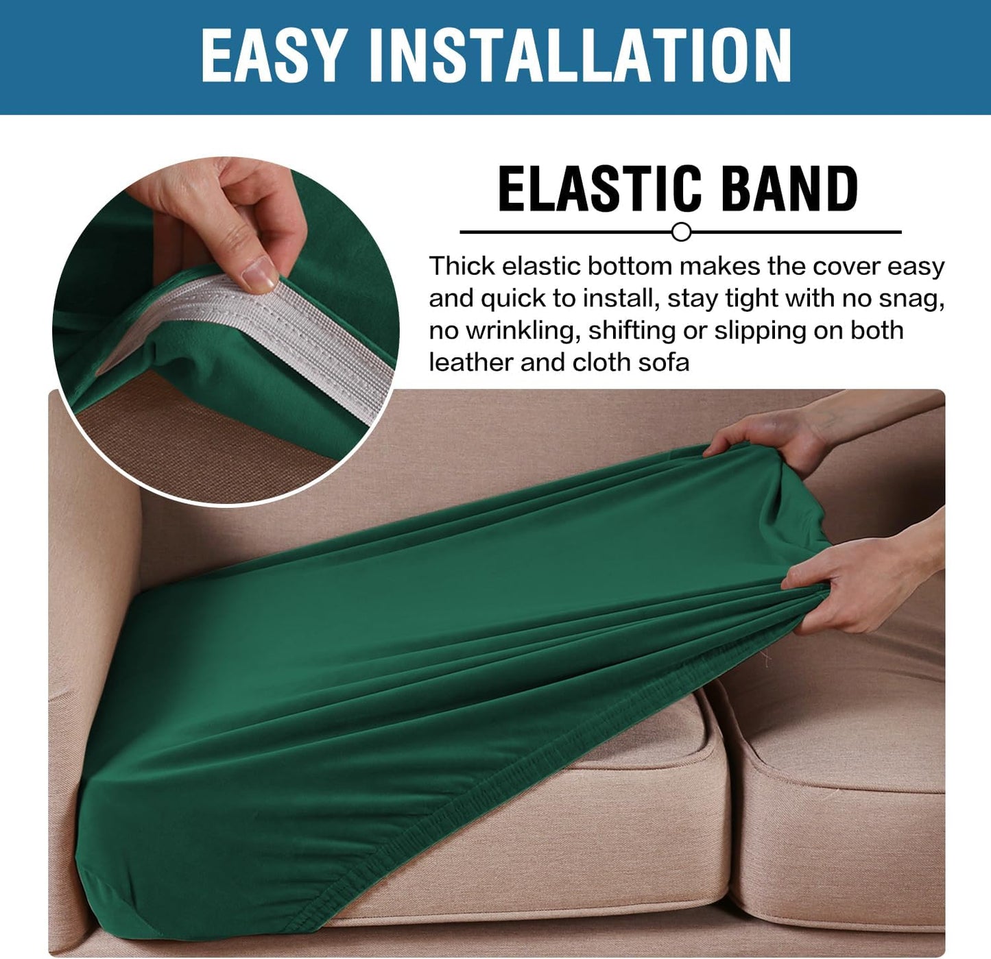 H.VERSAILTEX Velvet Stretch Couch Cushion Cover Plush Cushion Slipcover Cushion Furniture Protector