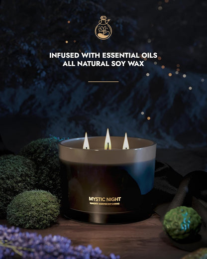 96NORTH Luxury Black Candle | Large 3-Wick Jar Candle | Up to 40 Hours Burning Time | 100% Natural