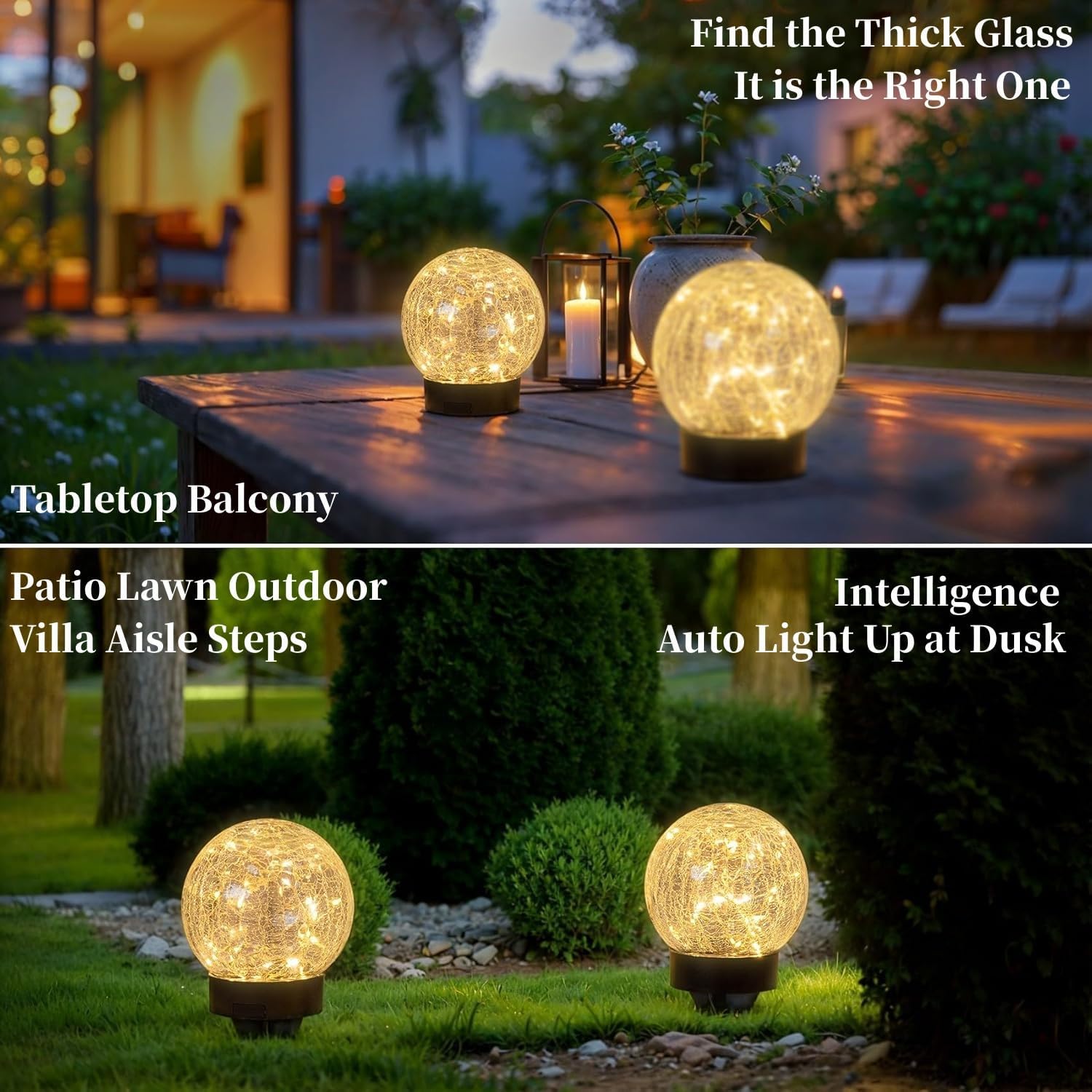 Beautyard Solar Globe Lights Outdoor Large Garden Decor USB Charged 4.72" Diameter 40LED 1000mAh