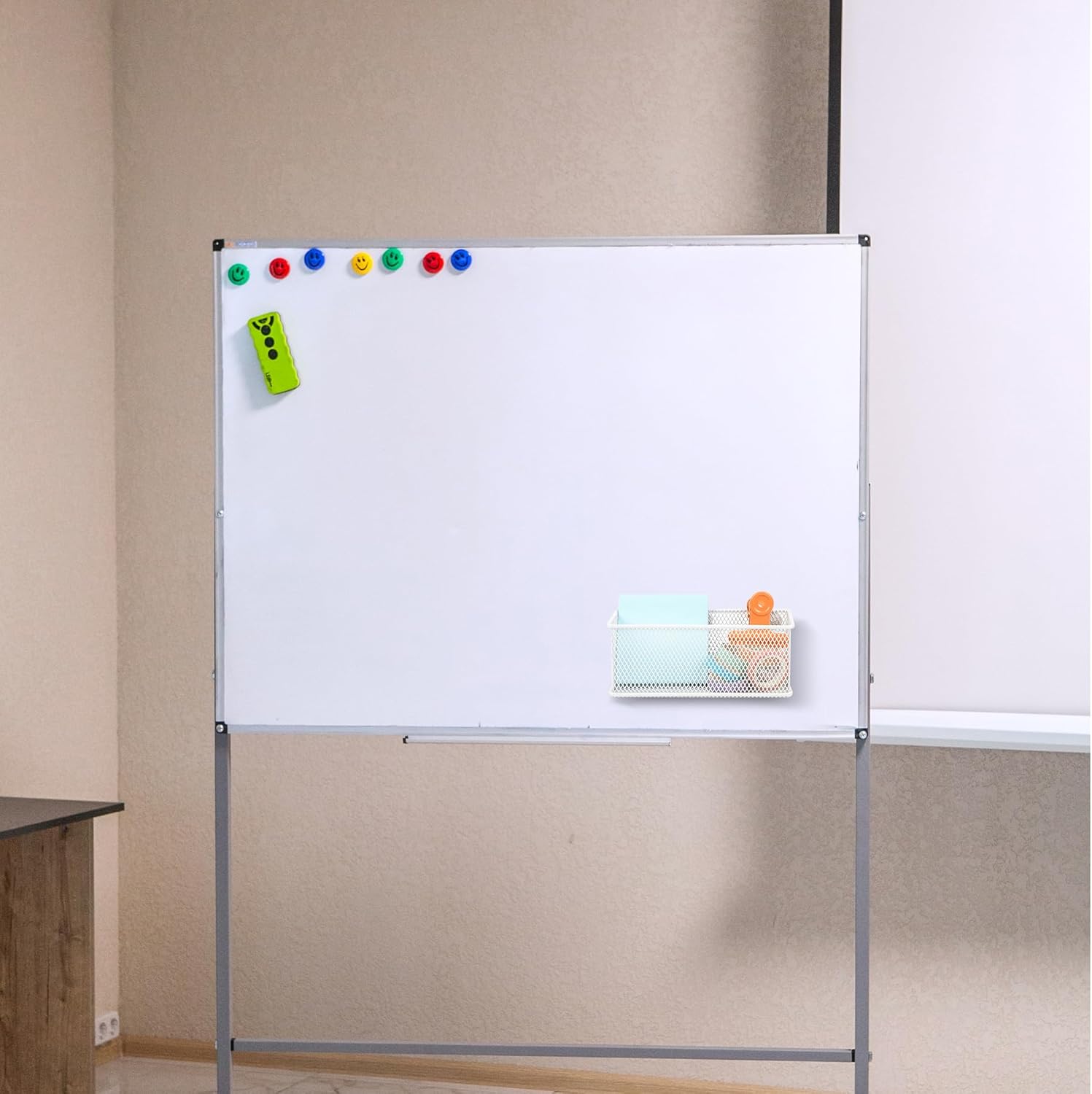 EASEPRES Magnetic Pencil Holder Set of 6 - Wire Mesh Storage Baskets Organizer with Strong Magnets