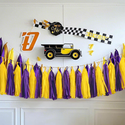 Purple Yellow Paper Tassel, 20 Pack, Party Decorations for Birthday, Baby Shower, Sprot