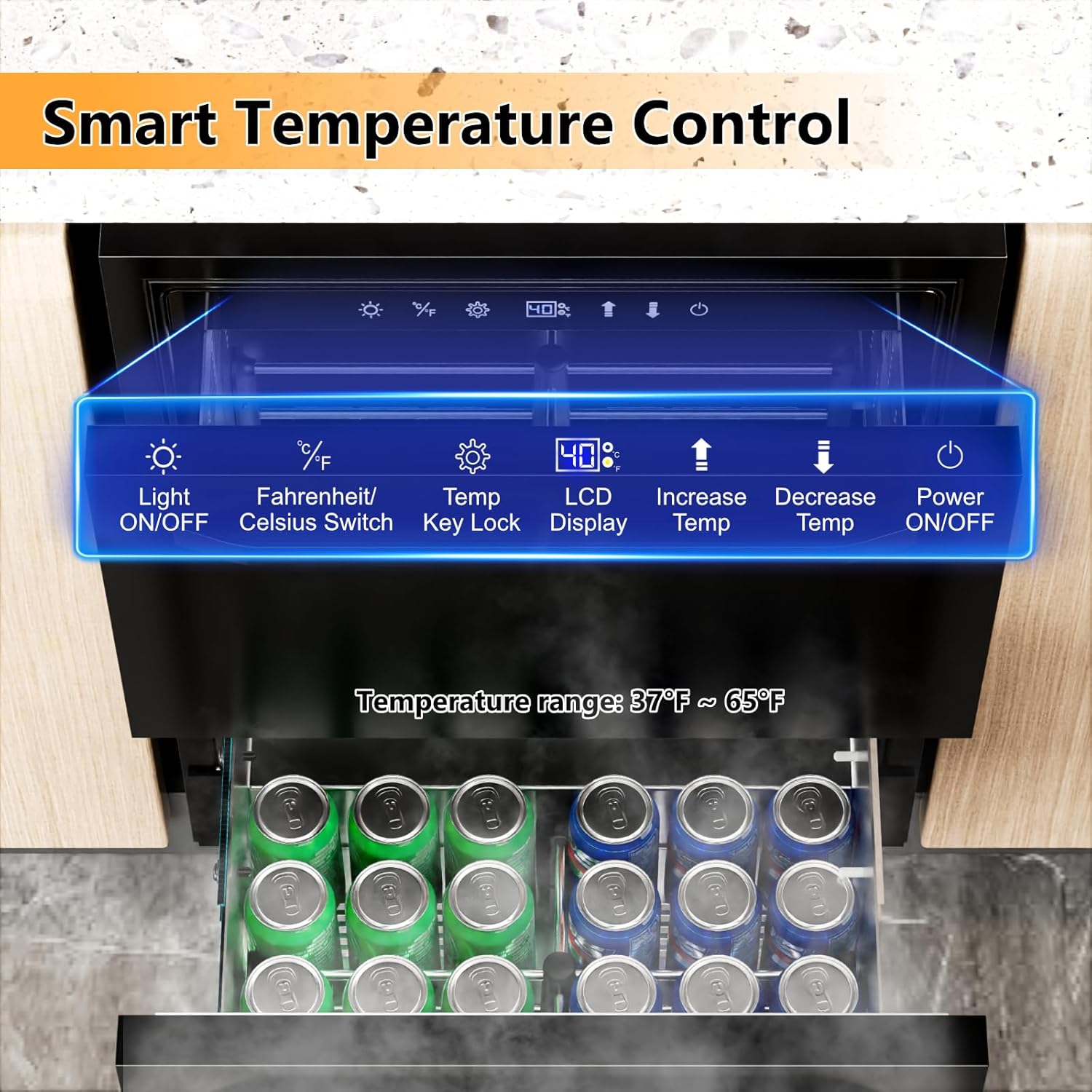 24 Inch Under Counter Dual Drawer Beverage Fridge, Weather Proof Outdoor Beverage Refrigerator for