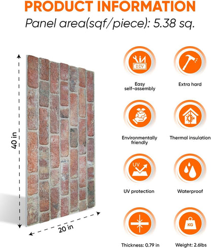 IZODEKOR 3D Wall Panels Brick Effect - Cladding, Stone Look, Styrofoam Facing for Living Room