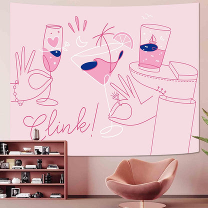 Lunerfex Y2K Tapestry Pink Party Wall Tapestry, Cute Tapestries for Bedroom Funny Tapestries Wall