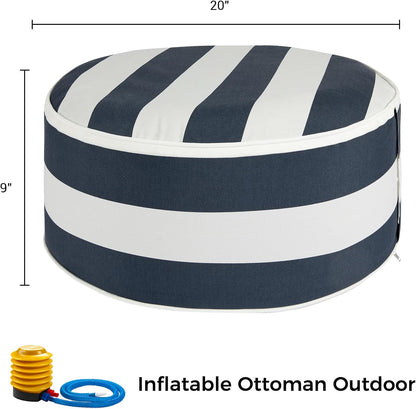 FUNHOME Inflatable Outdoor Ottoman with Air Pump,20"x9" Portable Patio Pouf,Water