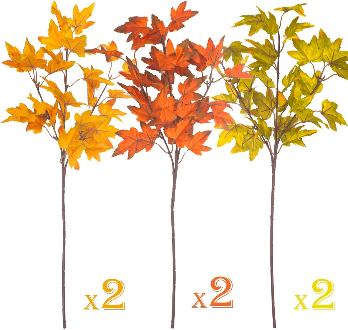 6Pcs Artificial Maple Leaves Branches Fake Fall Maple Shrubs for Thanksgiving Christmas Festival