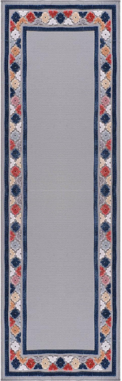 Beverly Rug Outdoor Runner Rug 2x7 Modern Floral Bordered Area Rugs for Indoor and Outdoor Patio