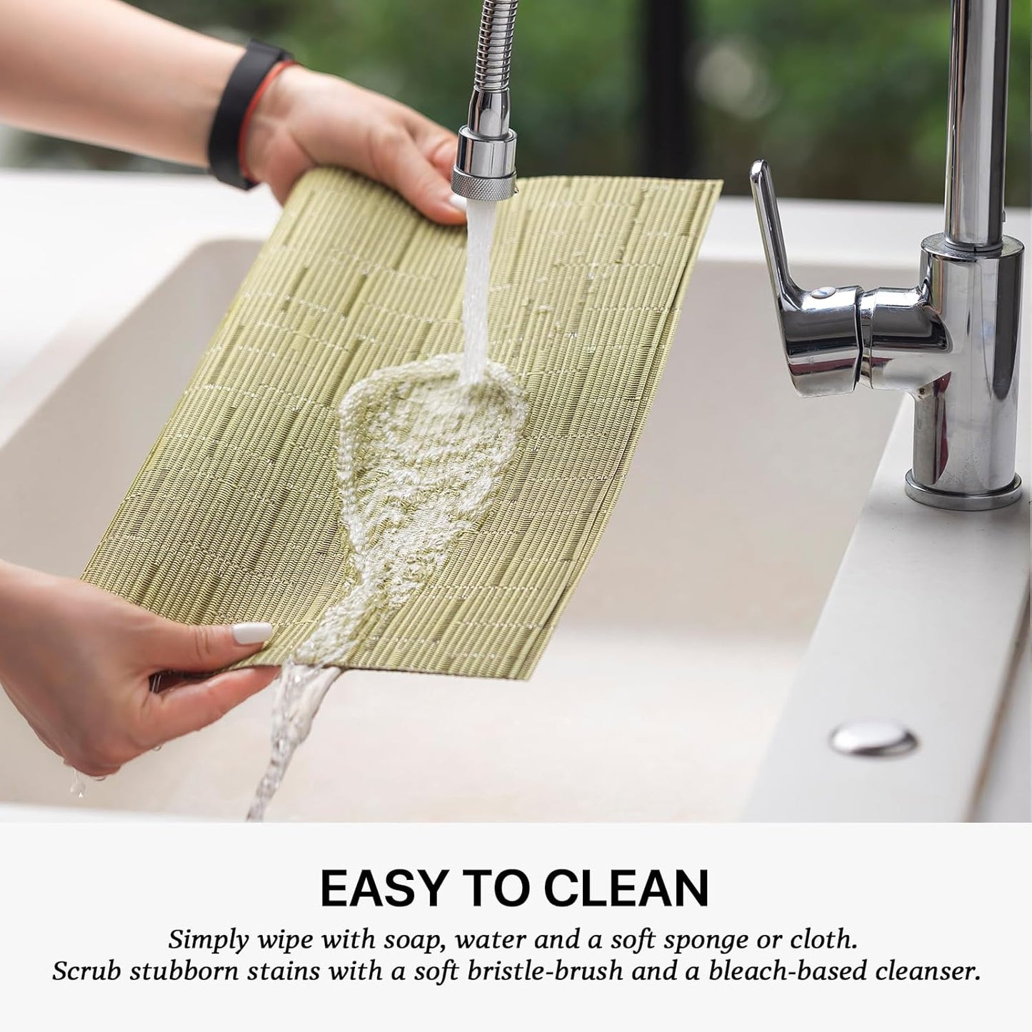 LEXMORE Placemats Set of 8 Vinyl/Plastic Woven Place Mats for Kitchen Table Indoor/Outdoor Washable