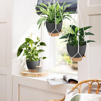 41.5 Inch Macrame Plant Hanger Indoor Outdoor with 12 Inch Flower Pot, Hanging Planter for Plants