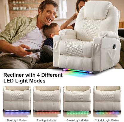 AHMED Power Recliner Chair with Vibration Massage & Heat for Adults, Faux Leather Home Theater