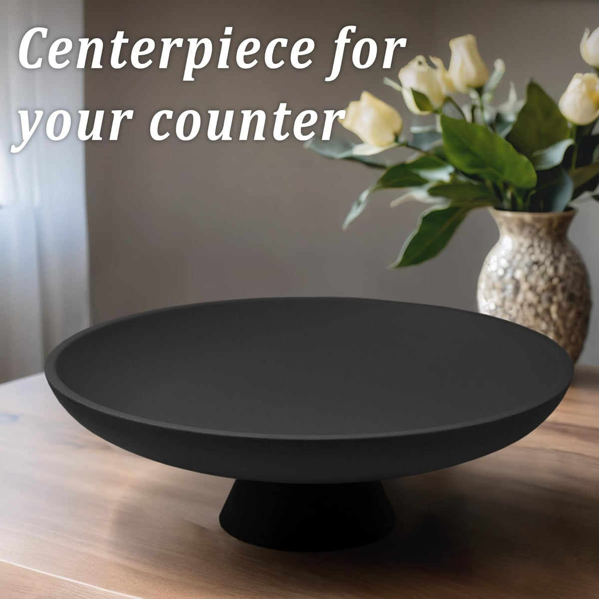 Large Decorative Bowl, Modern Resin Pedestal Bowl for Home Decor, Stylish Fruit Bowl for Kitchen