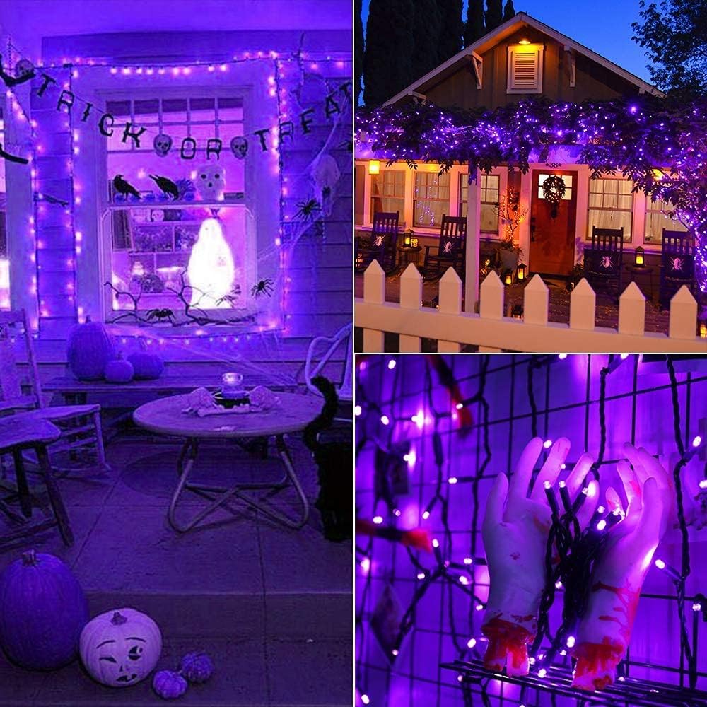 Brizled Purple Halloween Lights, 33ft 100 LED 5mm Wide Angle Halloween String Lights, 120V UL