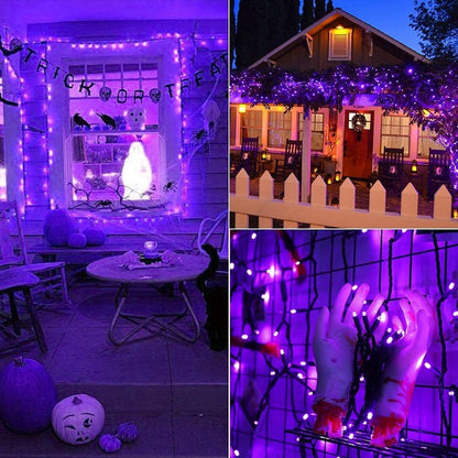 Brizled Purple Halloween Lights, 33ft 100 LED 5mm Wide Angle Halloween String Lights, 120V UL