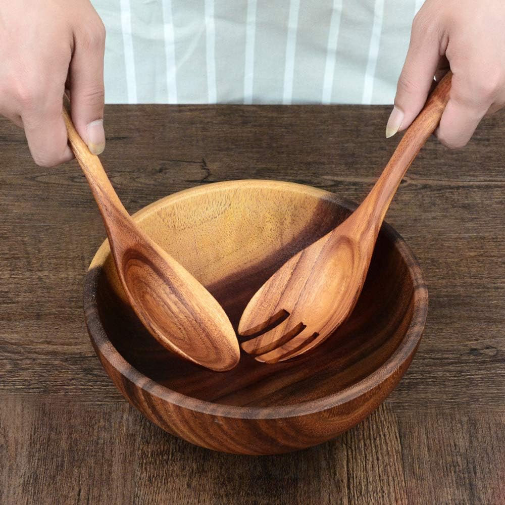 7 Pcs Acacia Wood Cooking Utensils Set Large Wooden Spoons for Cooking Spatula Salad Mixing Spoon