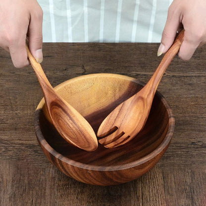 7 Pcs Acacia Wood Cooking Utensils Set Large Wooden Spoons for Cooking Spatula Salad Mixing Spoon
