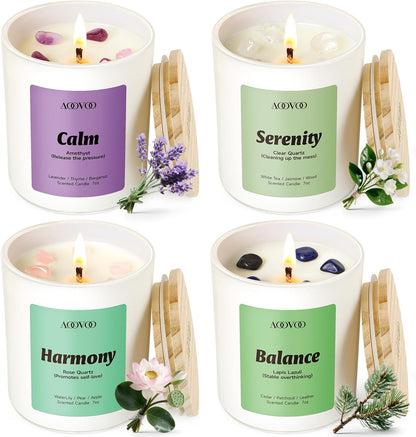 AOOVOO Calm Candles Set for Women - 4 Pack Candles for Home Scented, 28 oz 200 Hour Burn