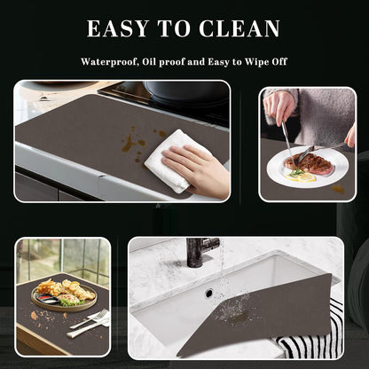 BLESWIN Faux Leather Placemats, Set of 6, 12×17 Inch -Double Side Texture Color Table Mats