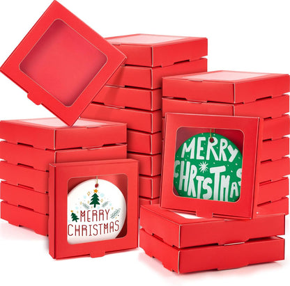 25 Pcs Sublimation Ornament Blanks Box 3.6"x3.6"x0.7" Christmas Ornaments Holder Ceramic Discs