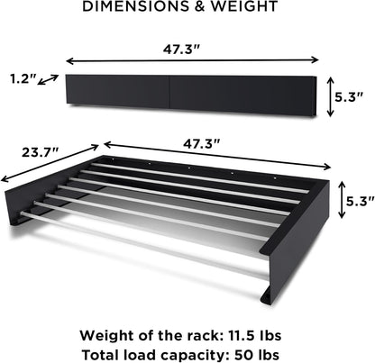 Step Up Laundry Drying Rack (Extra Large: 47 Inches, 12 Lbs), Wall Mounted, Retractable Clothes