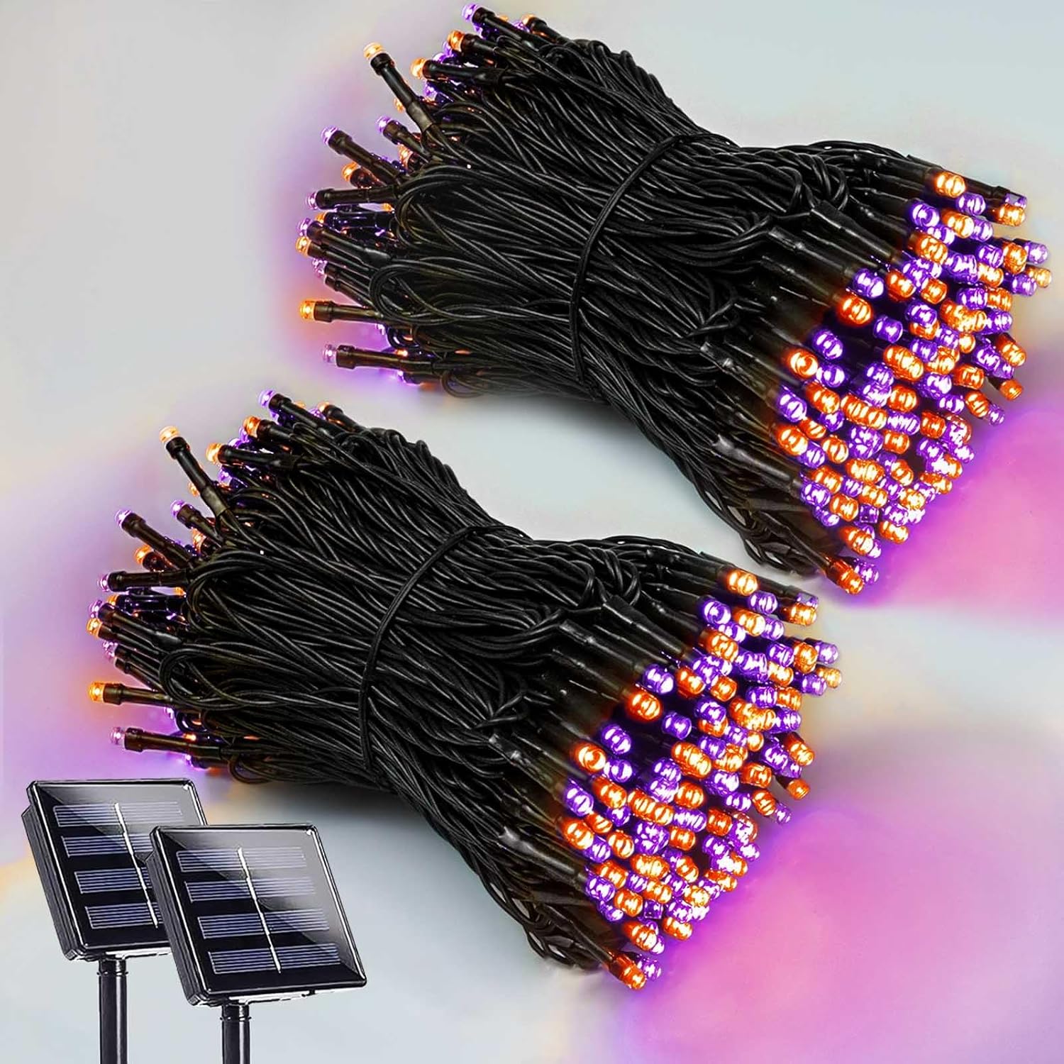 2 Pack 200 LED Solar Halloween Lights Outdoor Waterproof, Solar String Lights for Outside, Solar