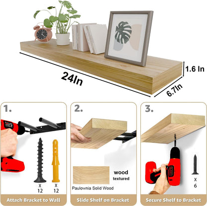 IAE Floating Wall Shelves 24 inch,Bathroom Shelves Wall Mounted,Invisible Shelves Floating Kitchen