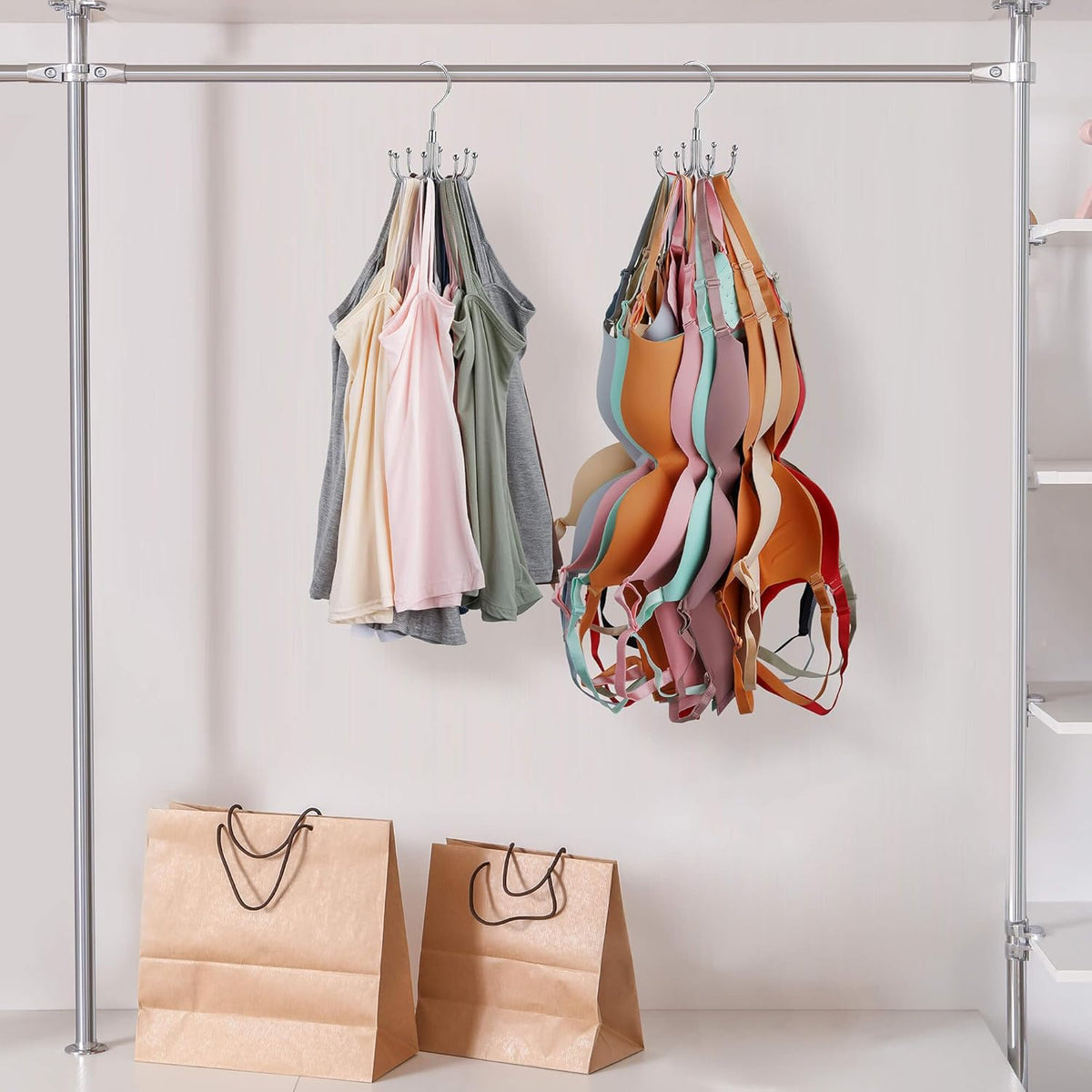 ZEDODIER Tank Top Hanger, 2 Pack Rotatable Bra Organzier for Closet, Max 48 Storage Capacity Sport