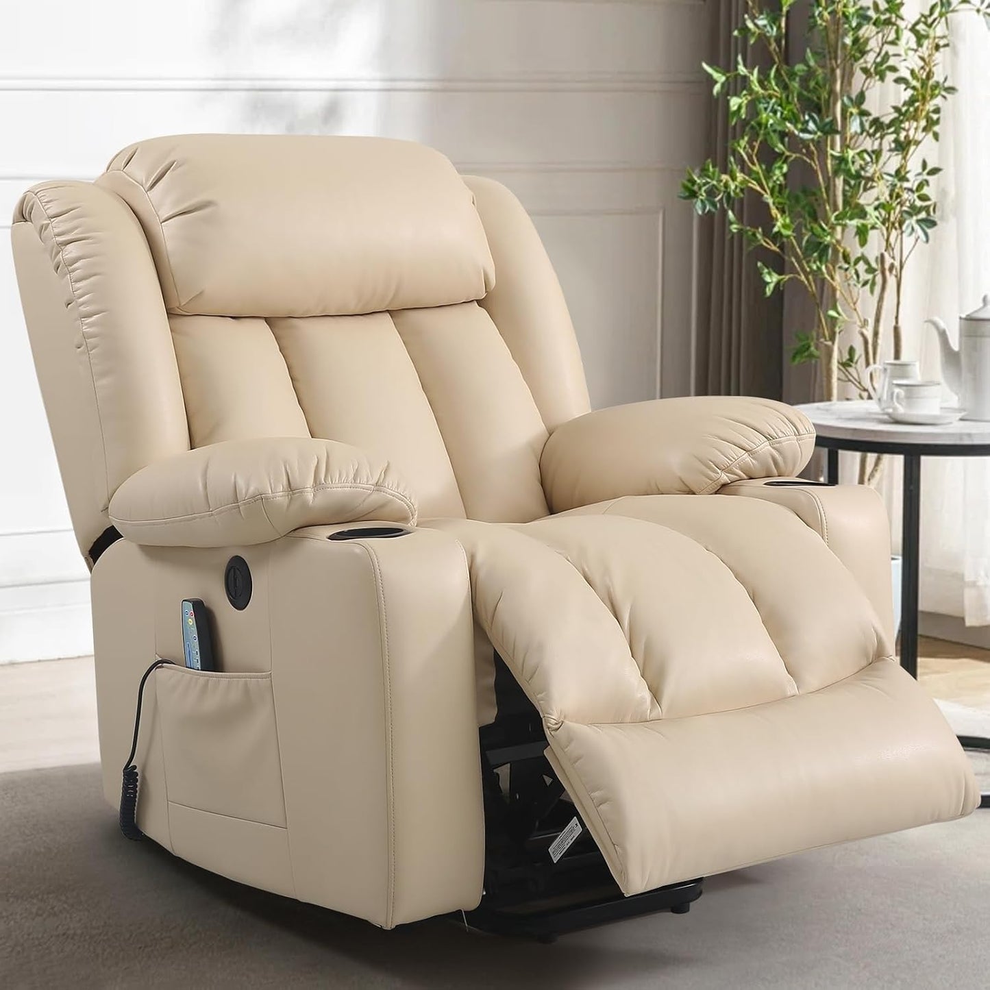 PARKOL Power Lift Recliner Chair for Elderly Breathable Leather Recliner Chair with Massage and