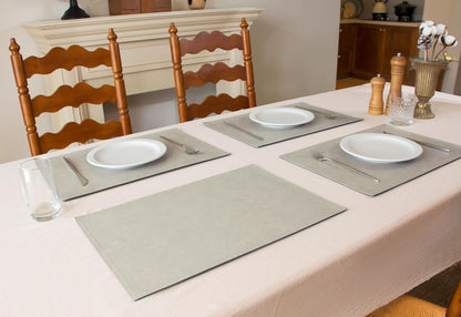Waterproof PU Placemats, Faux Leather Dining Table Mat, Set of 6, Easy to Wipe Off Scrub Vinyl Mat