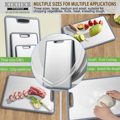 Titanium Cutting Board Double-sided non-slip silicone edging Pure Titanium Cutting Boards for