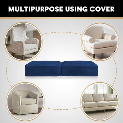 PrinceDeco Velvet Couch Cushion Cover Stretch Cushion Slipcover for Chair Loveseat Sofa Furniture