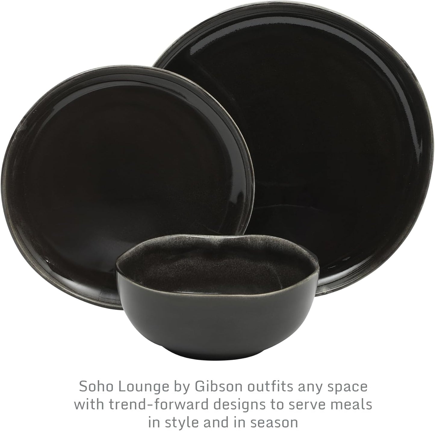 Gibson Elite Nardini 12 Piece (Service for 4) Plates and Bowls Reactive Glaze Dishes Stoneware