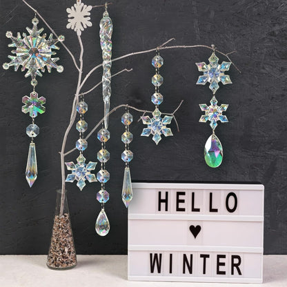 48pcs Christmas Crystal Ornaments for Tree - Iridescent Christmas Tree Ornaments Acrylic Snowflakes