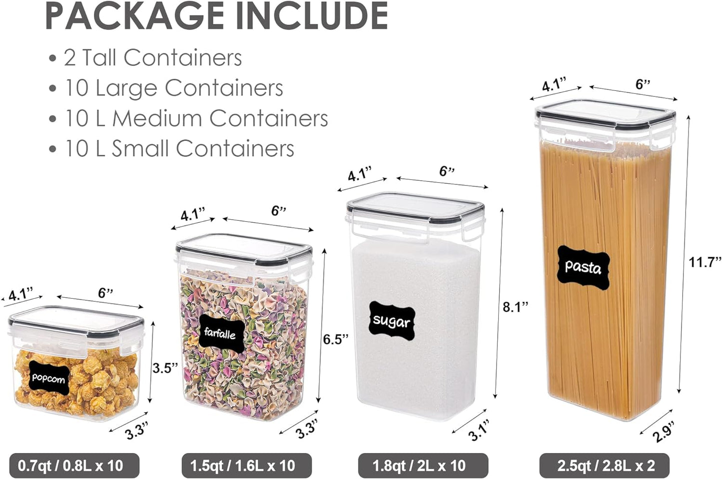 Vtopmart 32pcs Airtight Food Storage Containers Set, BPA Free Plastic Kitchen and Pantry