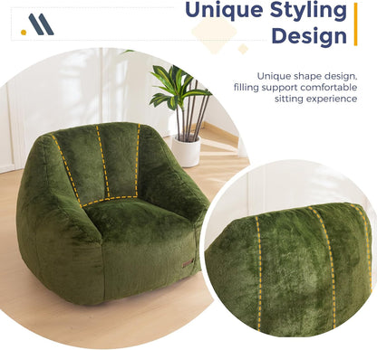 MAXYOYO Bean Bag Chair, Comfy Bean Bag Sofa with Back Support, Faux Fur Bean Bag Chair for Adults