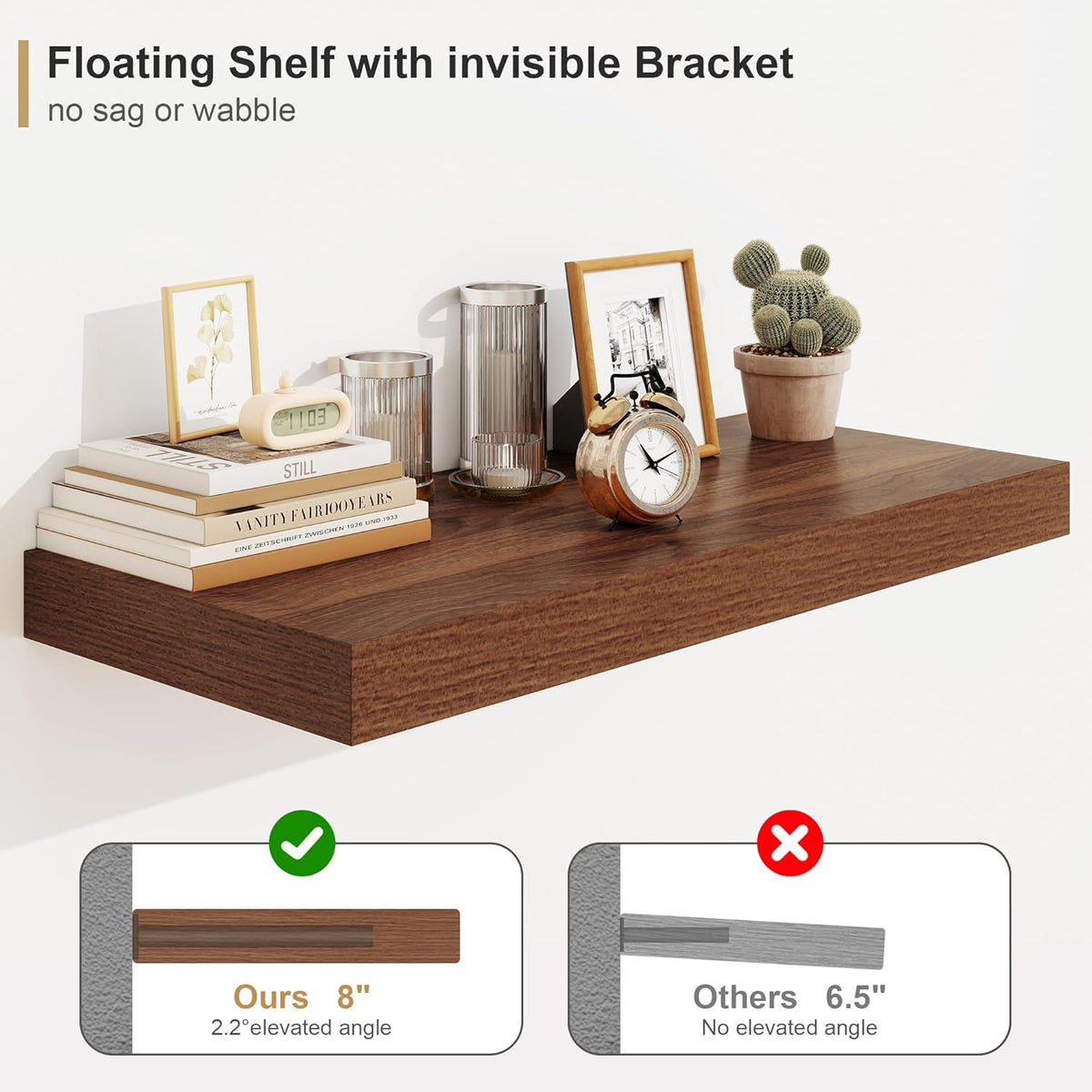 Heimlove 12" Deep Floating Shelves for Wall, 24 Inch Wall Shelf Bathroom Shelves Set of 1, Wall