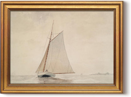 HUARCEY Gold Framed Vintage Wall Art for Living Room, Seaview Painting Prints Shelf Decor for
