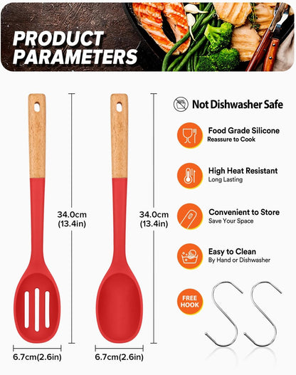 Silicone Cooking Spoons, Great for Scooping Sides and Serving Hearty Stews, BPA-Free Matte