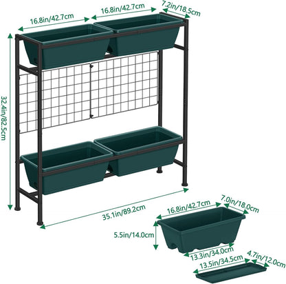 Raised Garden Beds 32.4" Tall Vertical Planter Boxes with Trellis Standing Herb Garden Planter