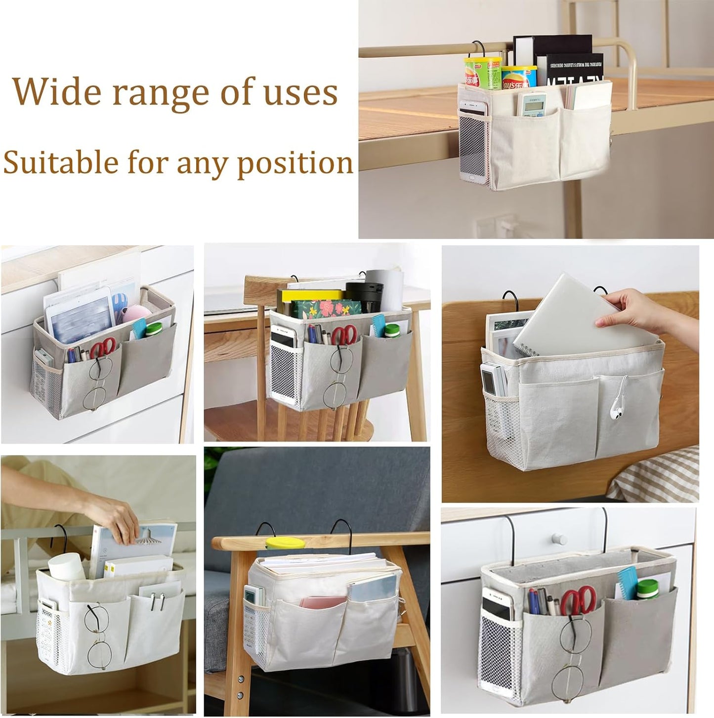 Bedside Caddy Organizer/Bedside Hanging Storage Bag Multi-Function Caddy for Bunk bed Hospital Beds