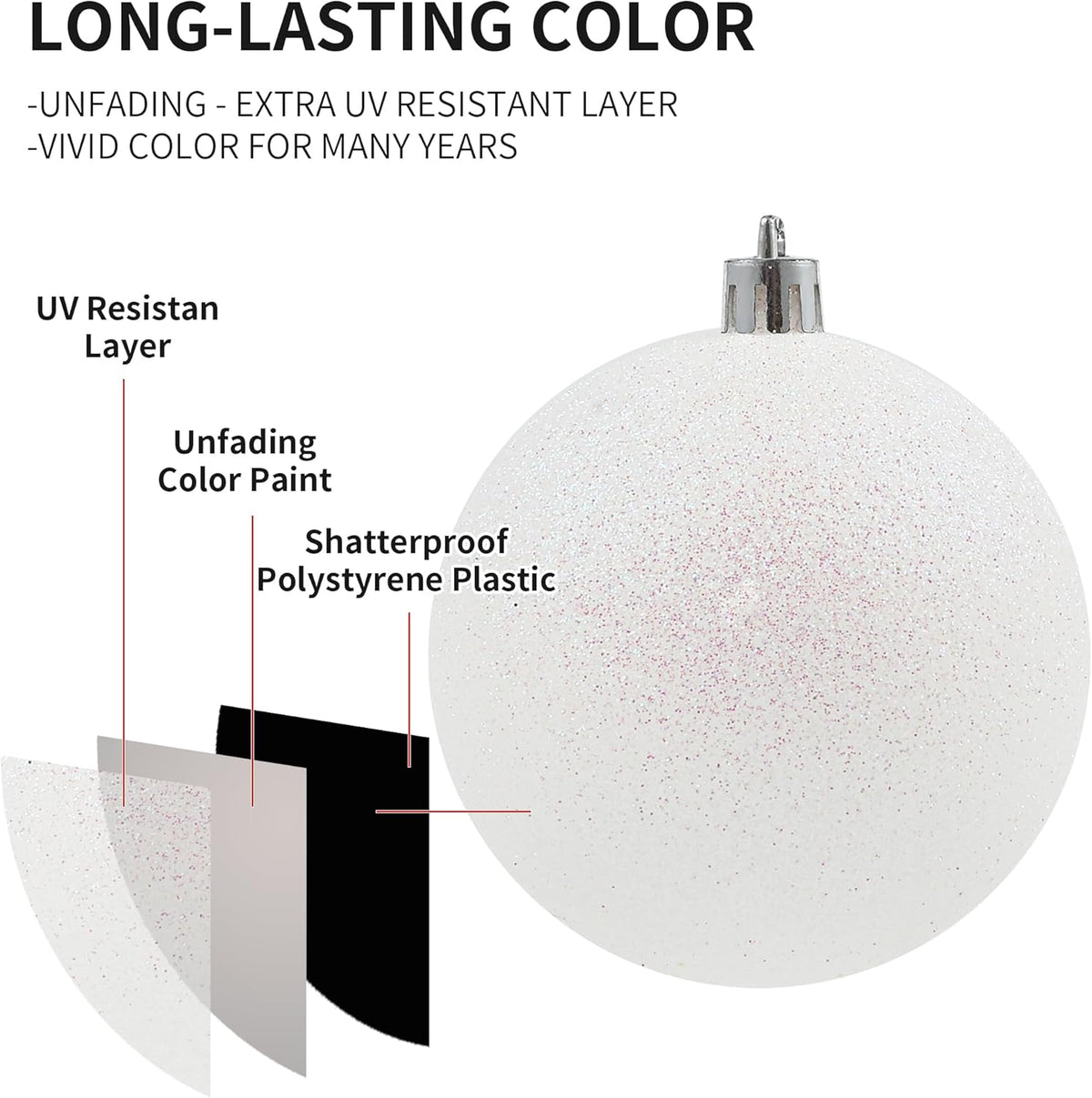 LANGXUN 36pcs White Christmas Tree Decorations Balls, Bolas De Navidad, 2025 Christmas Decor